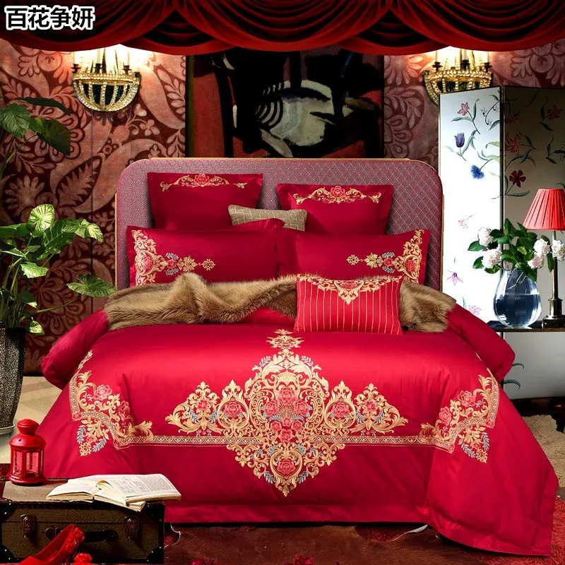 2022 Wholesale wedding Bedding  sets 100% Cotton Bedding Comforter Sets Luxury wedding party Bed Sheet BS900