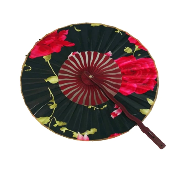 
Оптовая продажа, в наличии, Цветочный цифровой принт, Бамбуковая ребра, круглая форма, ручной вентилятор для праздника 
