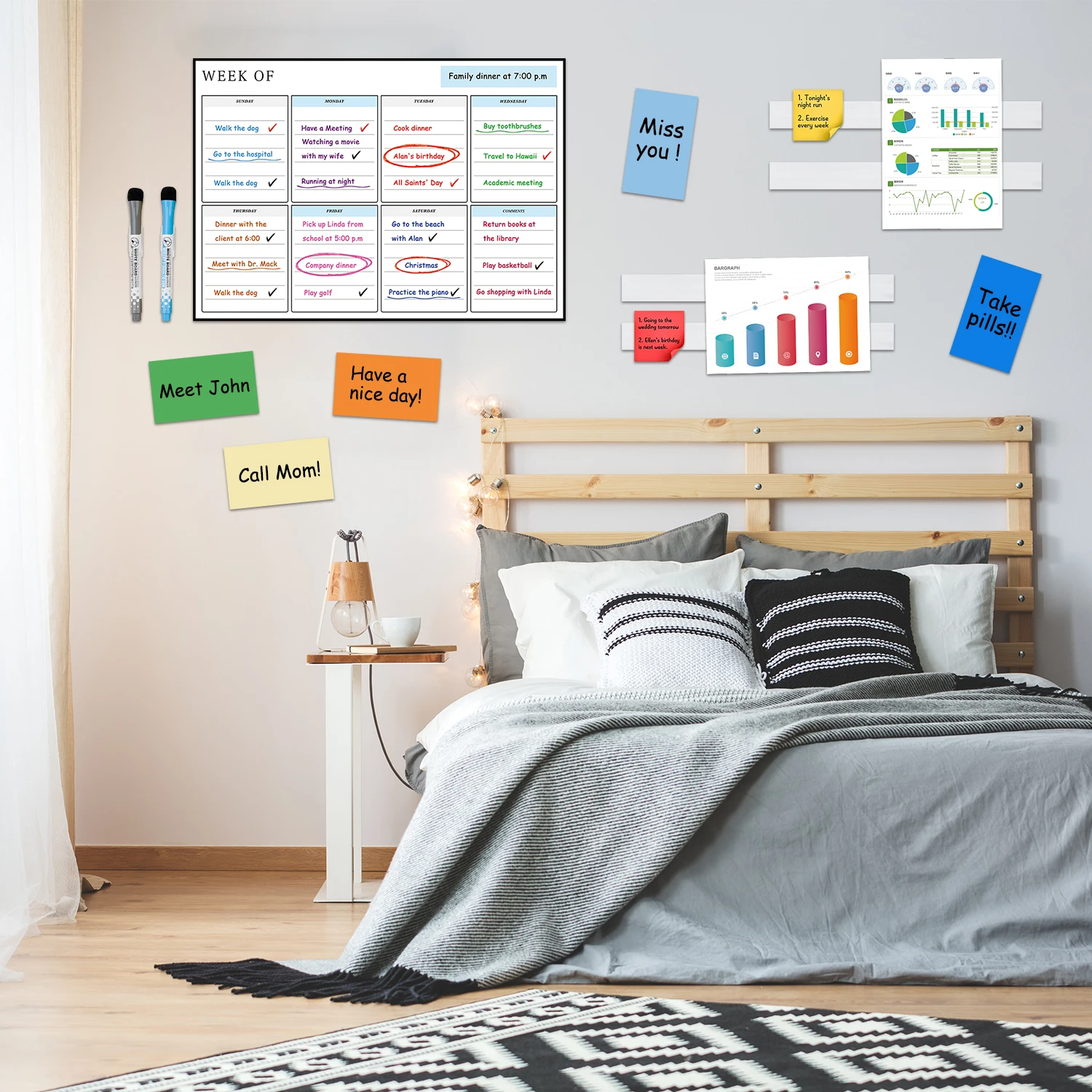 2024 New Model Custom Print Removable  Weekly Planner Board set with markers