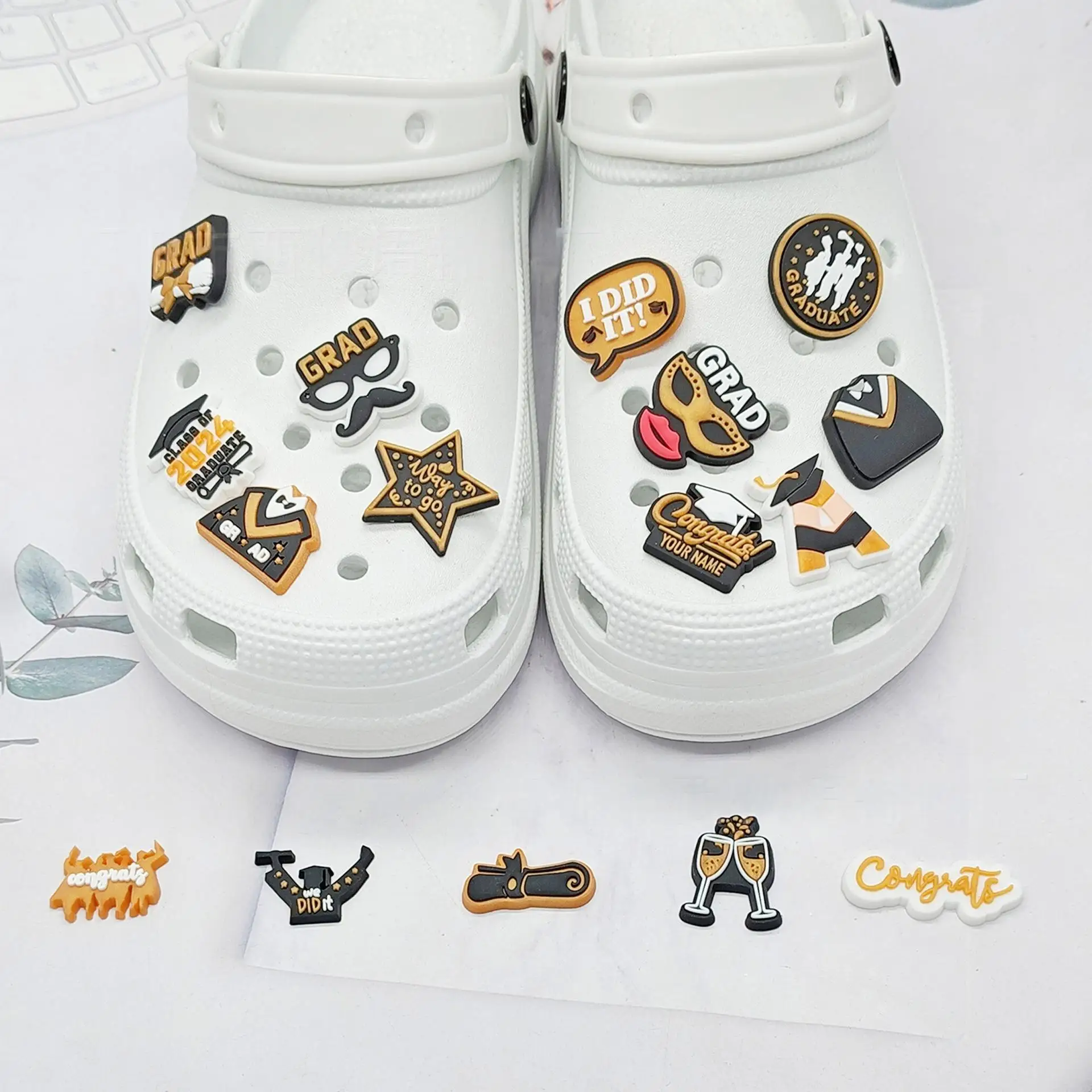 2024 New arrive pvc shoes charm College Graduation Season Student gifts celebrate graduation shoe decoration for gsrden shoes