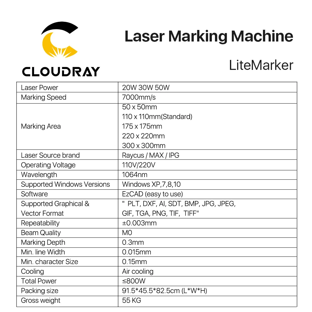  Cloudray BD85 умная волоконная лазерная маркировочная машина 20 Вт