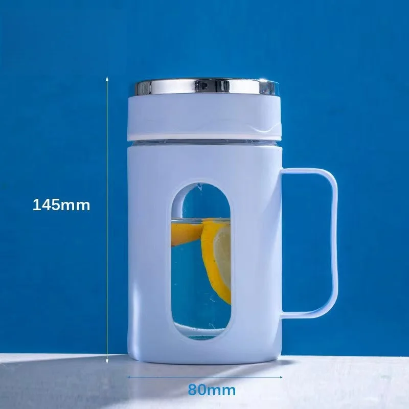 Modern Design Double Handle Glass & Plastic Shell Tea Mug Customisable Wholesale Tea Mugs with Separation Feature