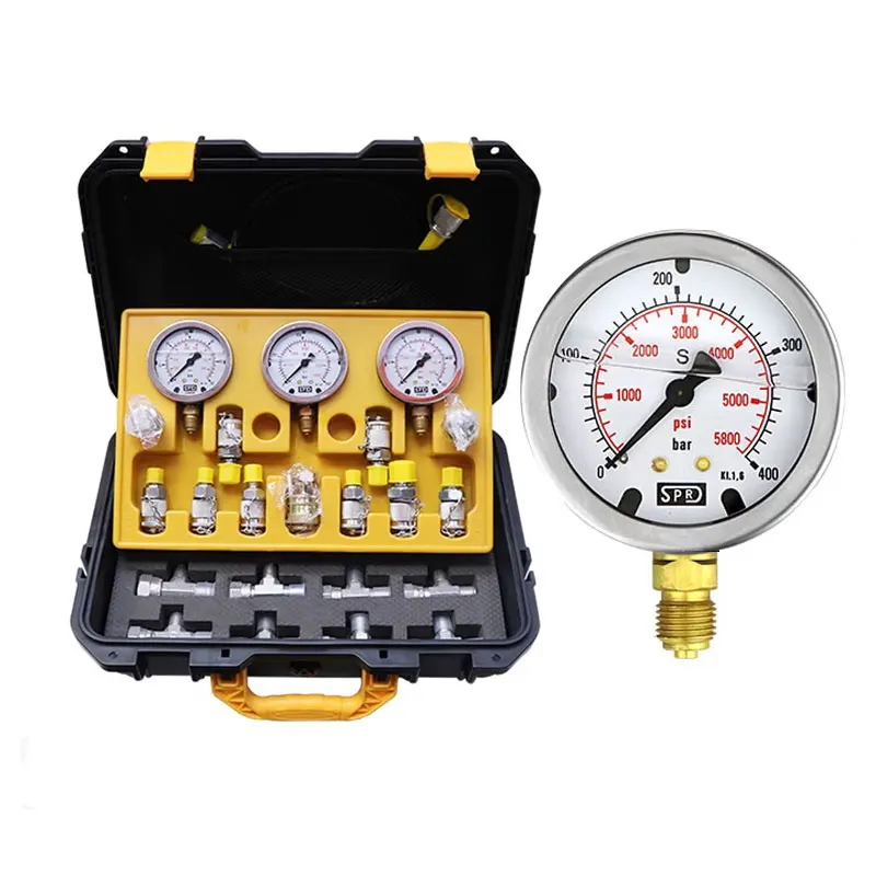 Universal Digital Excavator Hydraulic Pressure Test With 3 Test Hoses 3 Gauges 0-60Mpa Pressure Gauge