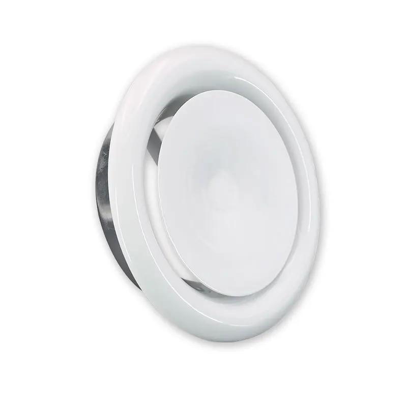 Powder coated white duct terminal ventilation parts steel round exhaust supply disc valve air vent cover
