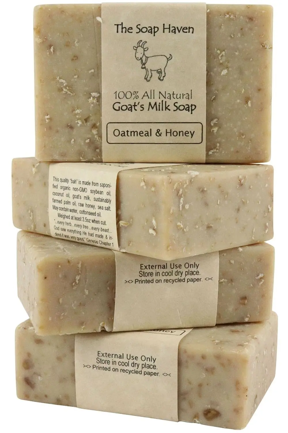 Oatmeal & Honey Goat Milk Soap Bars All Natural Unscented Soap