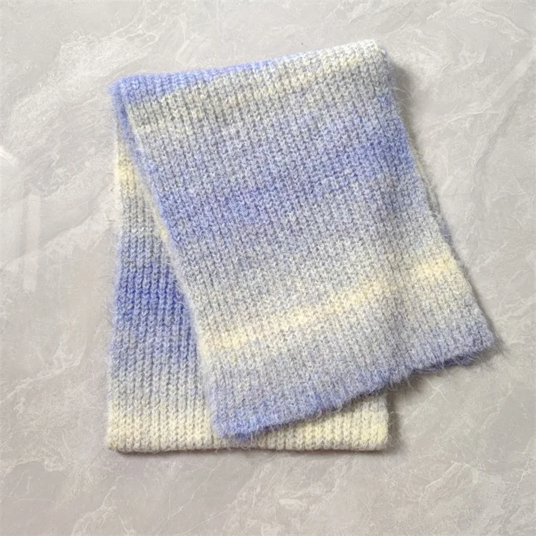 Wholesale Hot Custom Label Womens And Mens Cold Weather Wool Blended Recycled Fabric Knitted Scarf