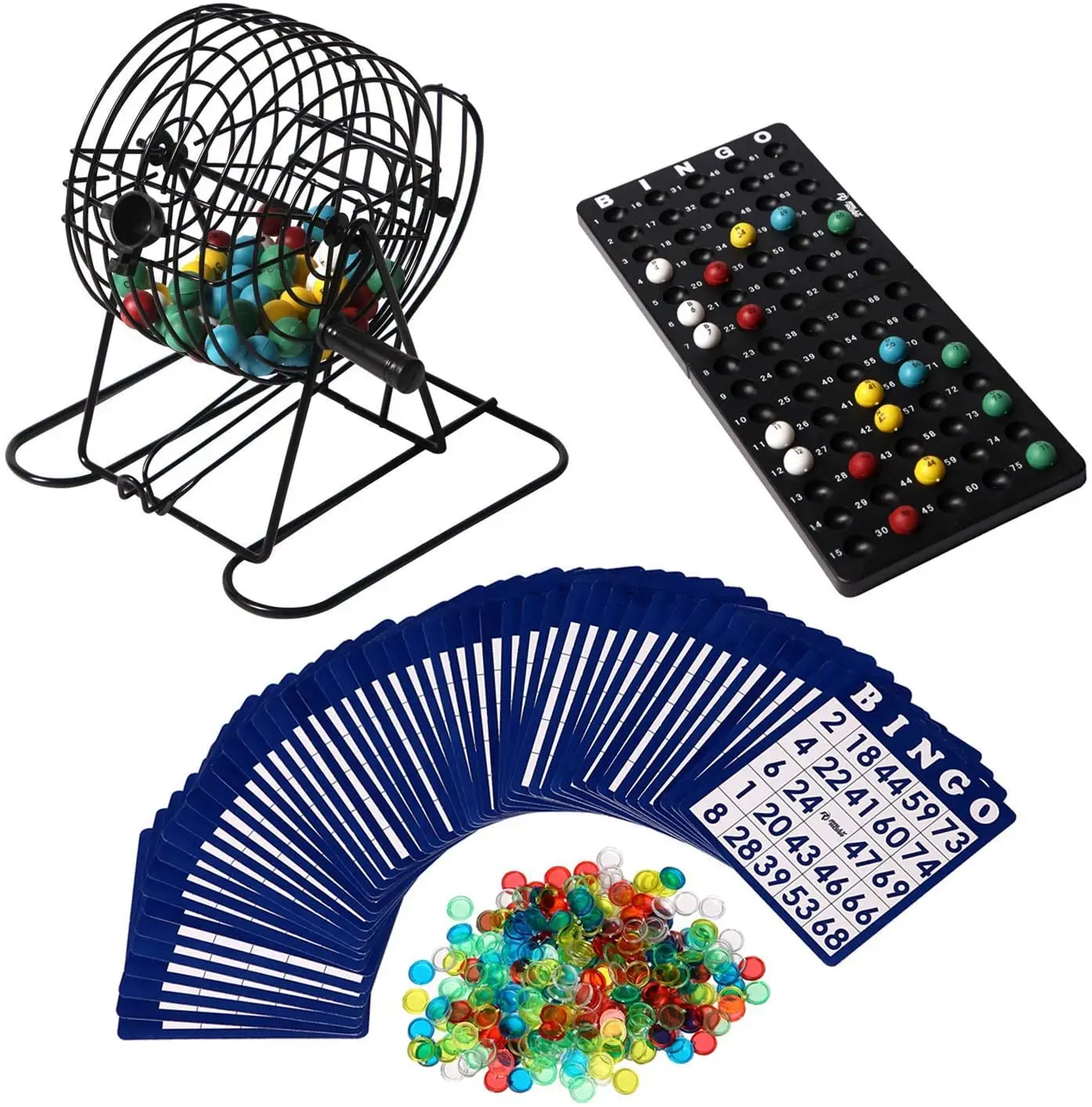 Набор JACO Deluxe для игры в бинго, портативный 6 в металлической клетке, полный набор с инструкциями, доска для вызова, 75 цветных мячей 300, игры в бинго Ch