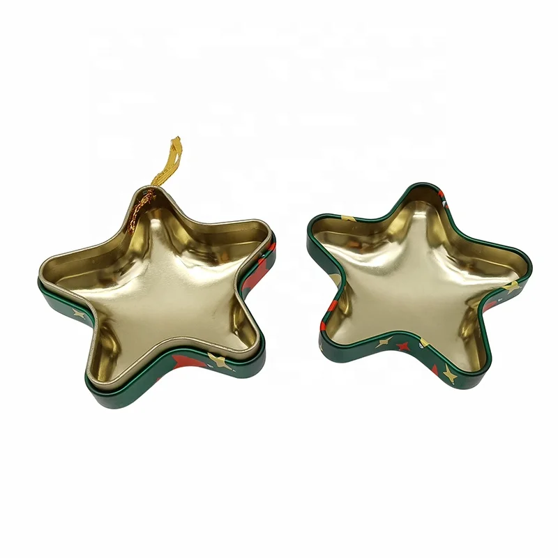 Factory Direct Sales Customization Star Shape Tin Box With Lid Christmas Tin Box for Gift Candy Cookie Package