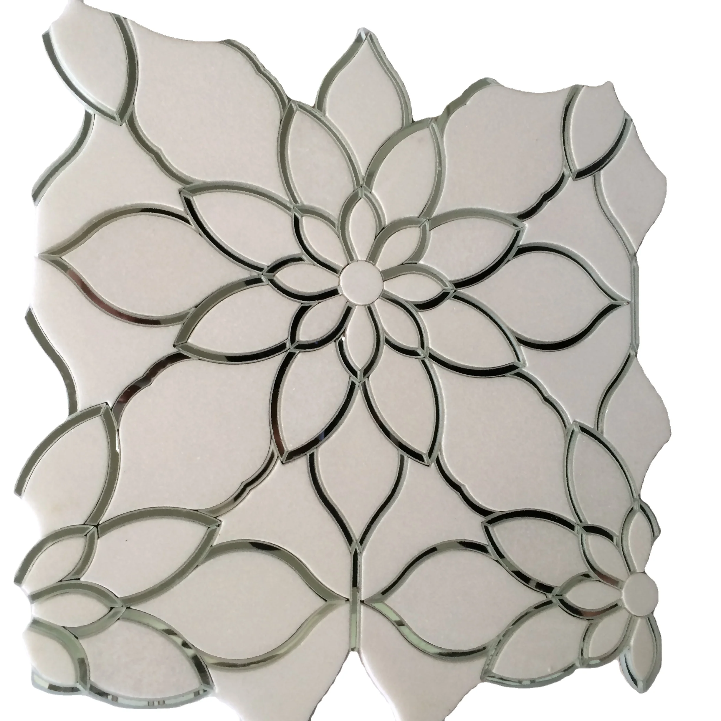 flower pattern mosaic tile,greek white marble waterjet mosaic