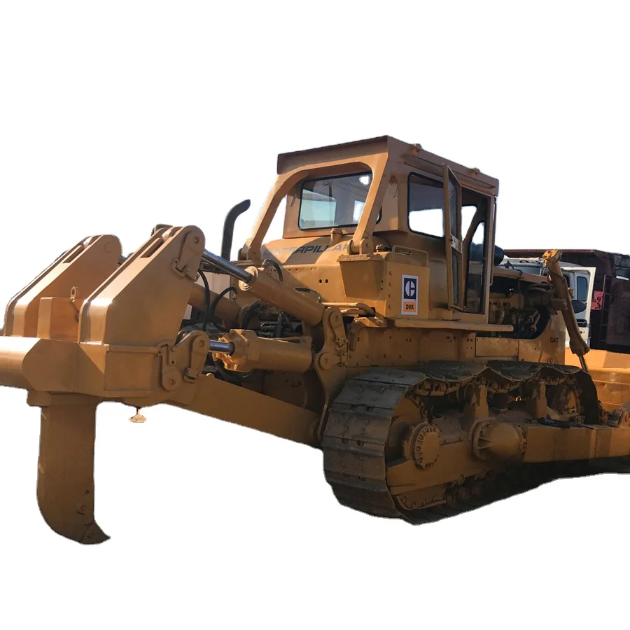 Used Bulldozer Caterpillar D8K Pusher Blade Crawler Tractor Construction Site Equipment  Debris Clearing Pushing Dozing Machine