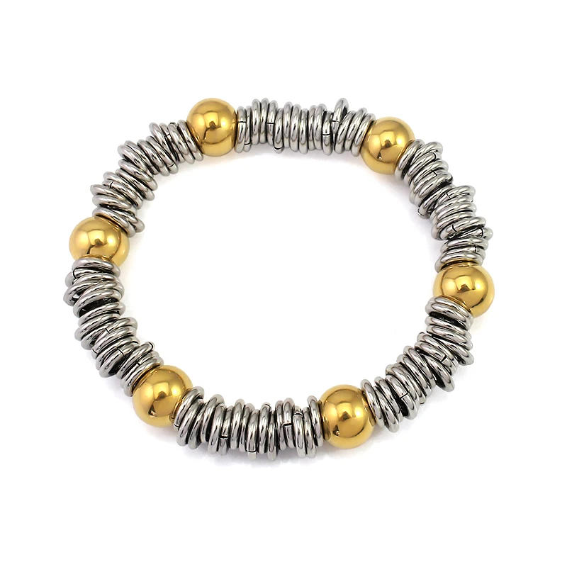 Fashion Stainless Steel friendship bracelets adjustable chain sliver mix gold bead bracelet for women man Hip Hop Jewelry