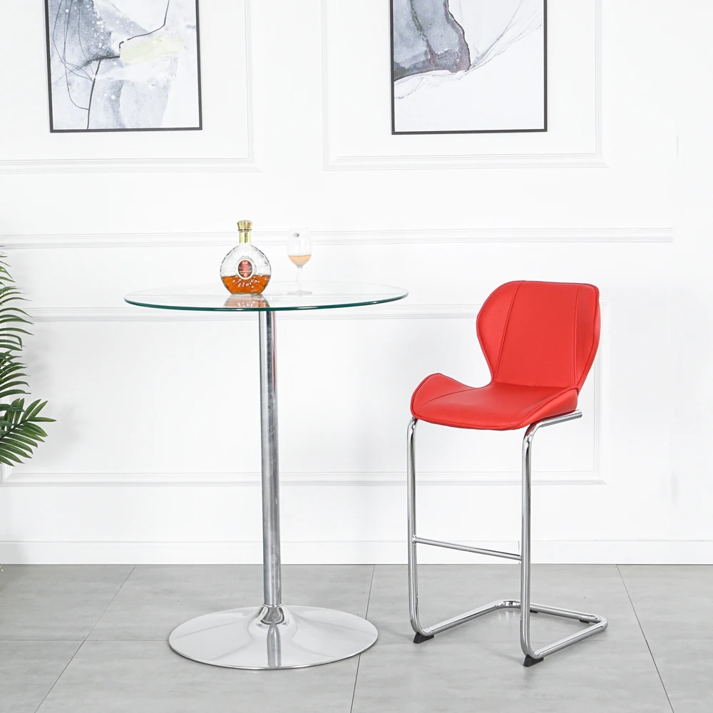 Chinese Company Cheap Bar Stools Party Event Club Home Counter High Foot Short Shape Back PU Bar Chair For Sales