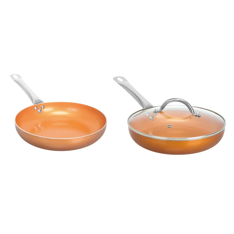 Popular Classic Fashion Copper Color Non Stick Ceramic Cooking Frying Pan Dishwasher Safe Panci With Stainless Steel Handle