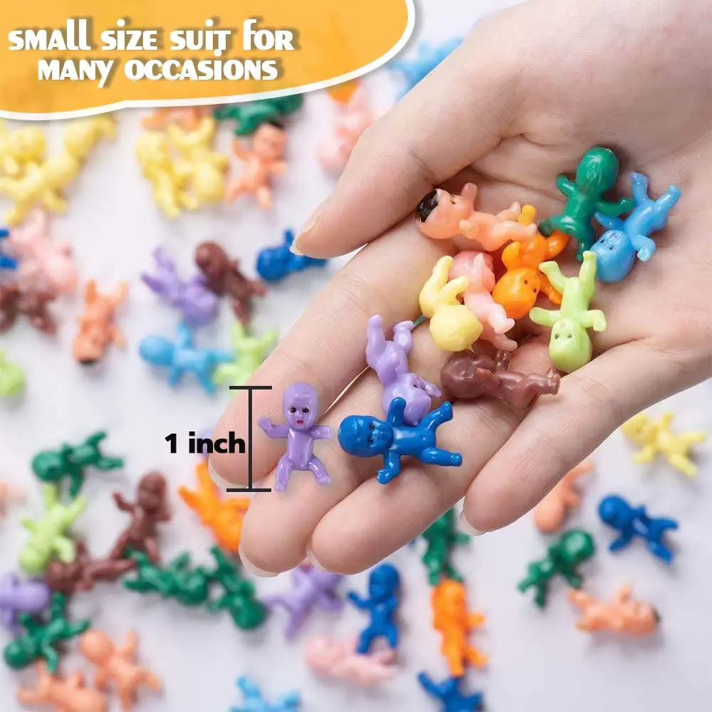 100pcs Mini Plastic King Cake Babies for Baby Shower Party Favors Ice Cube Game Party Decorations Mini Plastic Babies Doll