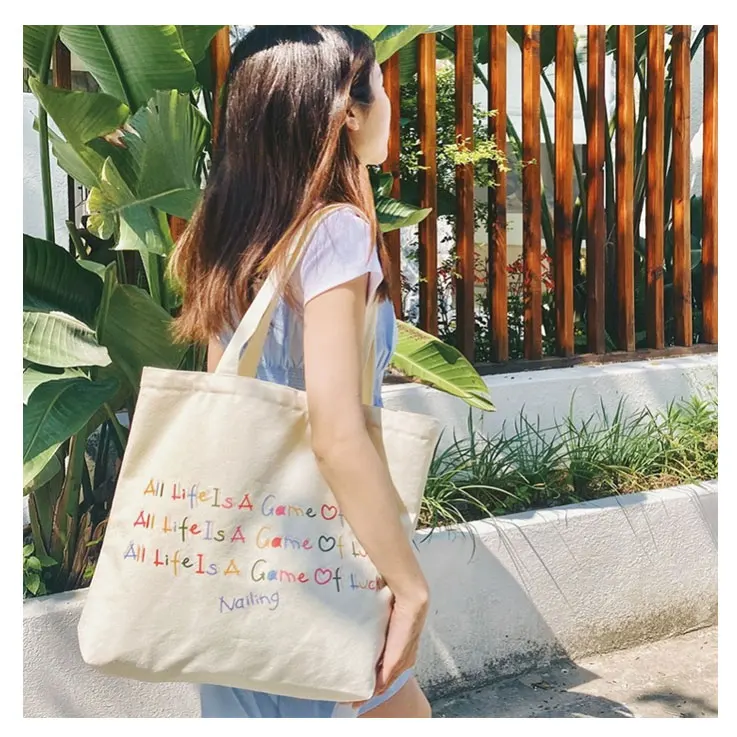 Wholesale Custom Logo Printed Recyclable Plain Cotton Canvas Shopping Tote Bag