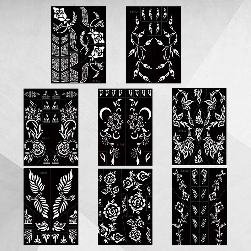 New Design Henna Stencil Temporary Hand Template Tattoo Body Sticker Template Wedding Tool India Flower Henna Stencils For Hand