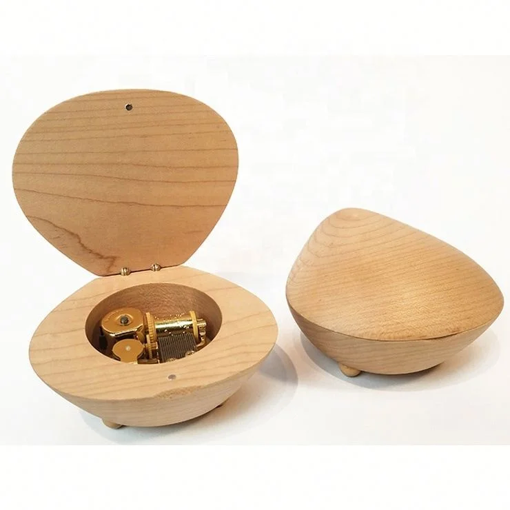 Most Interesting Shape Walnut Music Box Mechanism