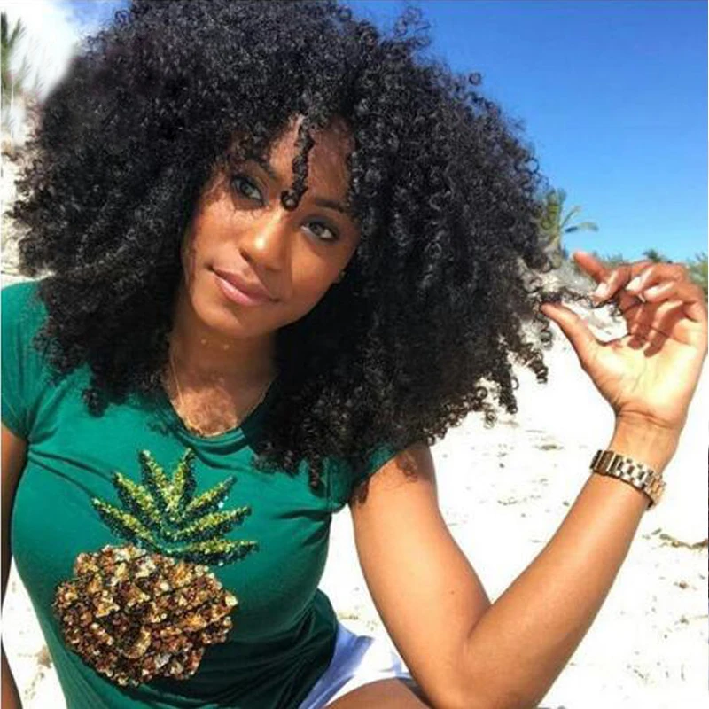 Короткие парики из человеческих волос с кружевом спереди афро-челка кудрявые бразильские неповрежденными волосами парик предварительно выщипанными полными