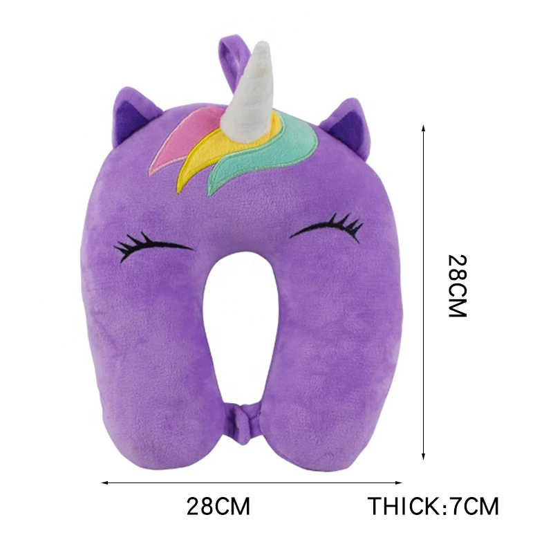 Cute Unicorn U Shape Travel Neck Pillow Cushion, Soft Car Headrest