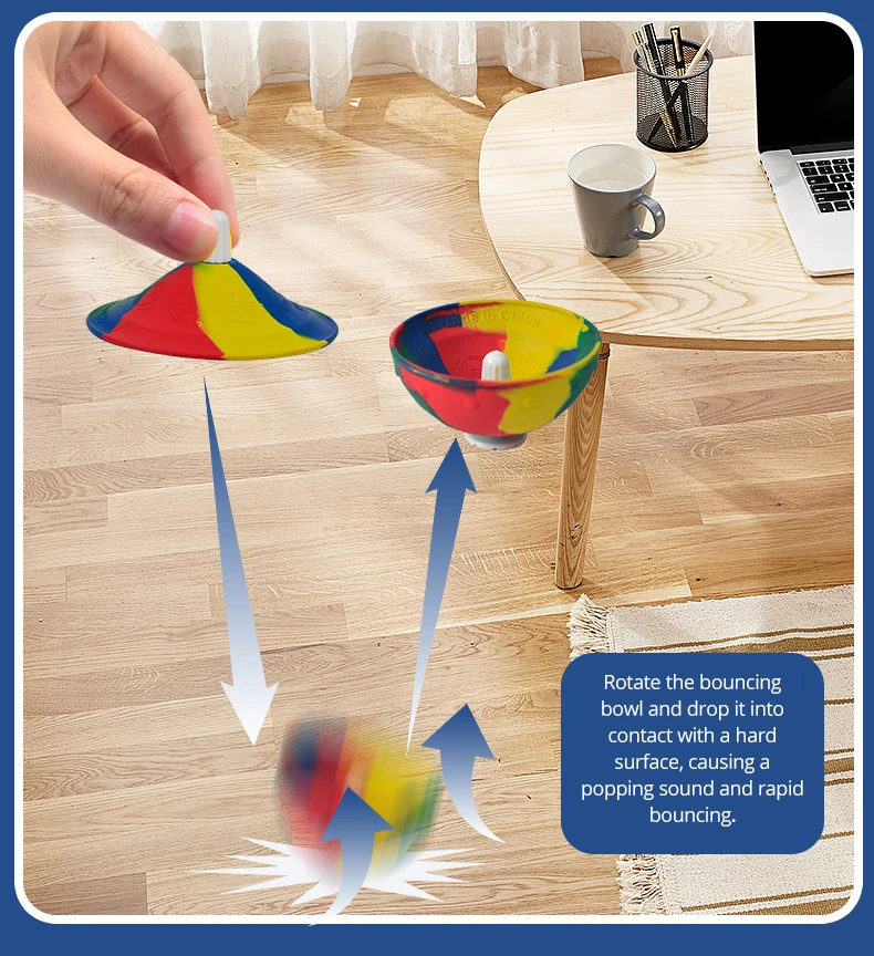 New Design Hot Selling Classic Hip Hop Pops Spin Jump Toys Pops up Novelty Fidget Toy Bouncing Bowl