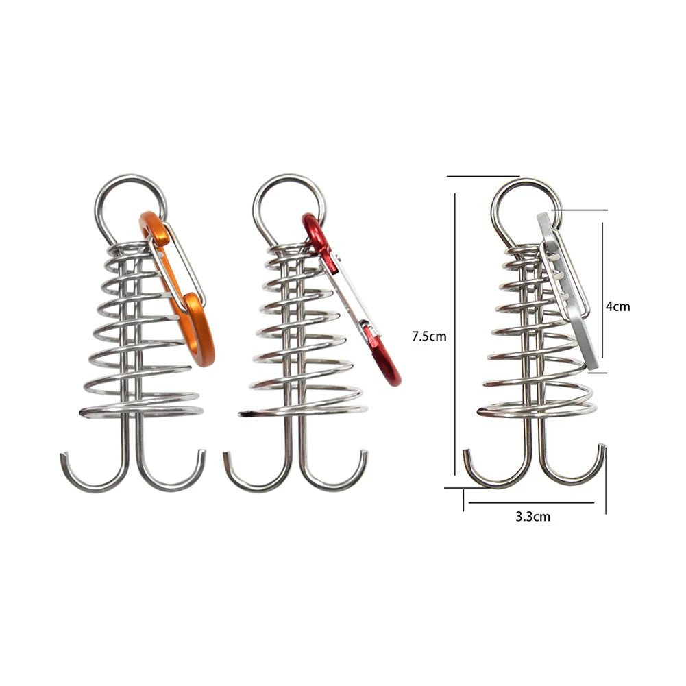 1Pcs Spring Octopus Deck Peg with Carabiner Hook Durable Rope Buckle Tent Hook Board Peg Camping Hiking Wholesale