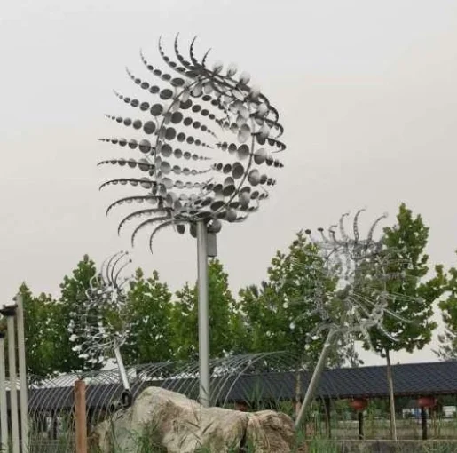 high quantity modern wonder abstract metal custom LED lighting wind kinetic sculpture for park