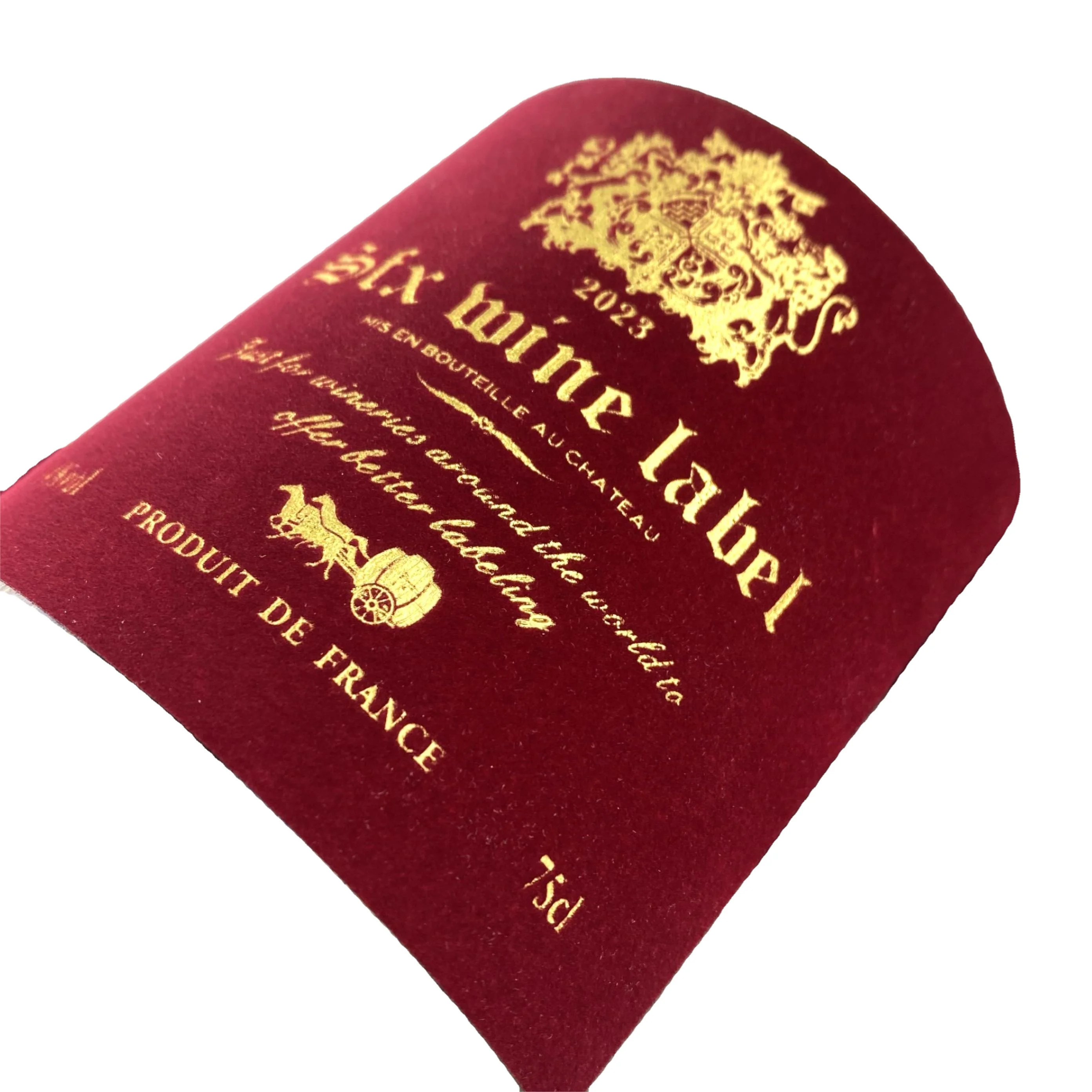 Custom flocking Sticker Stamping And Embossing Custom Wine Bottle Labels Wine Glass Label Clear