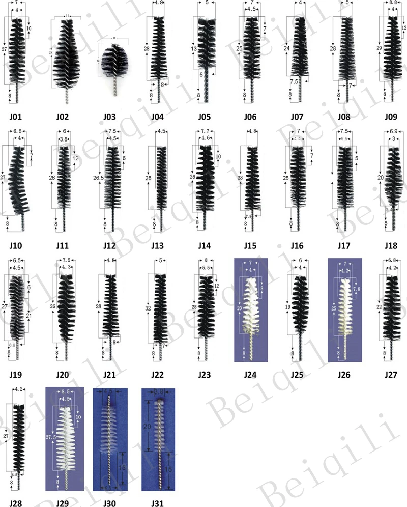 Beiqili 10,000 PCS/bag 030# TPEE Flocked Lip Gloss Brush Head, Makeup Brush Tips Supplier, Disposable Lip Gloss Applicator