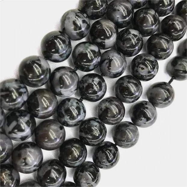 Natural Smooth Gemstone Loose Beads For Jewelry Making Indigo Gabbro Meilinite Beaded DIY Bracelet Necklace Stone Crafts