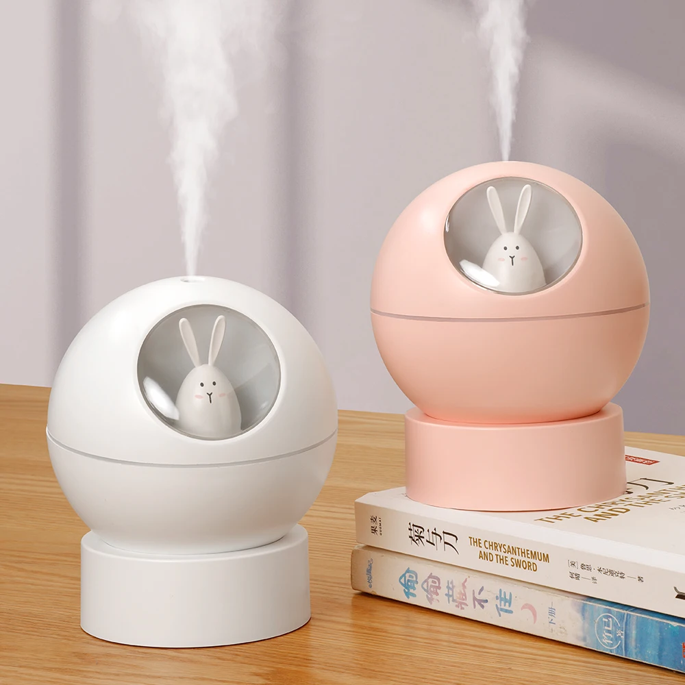 Mini ultrasonic electric led USB cute rabbit air humidifier for kid bedroom mist diffuser