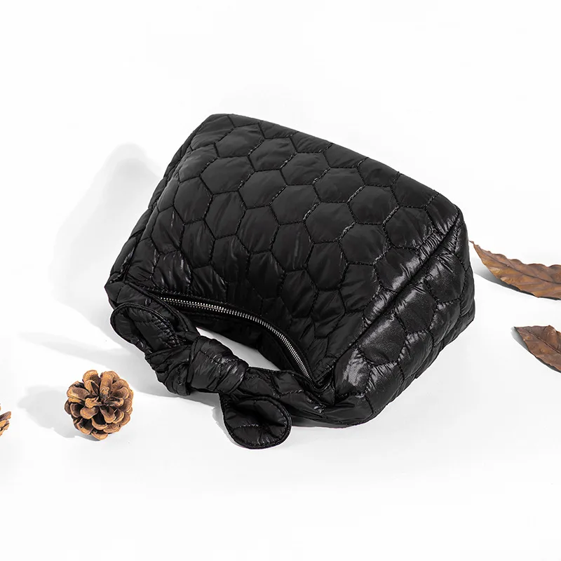 FANXI Nylon Women Handbag Purse Plain Should Bag Fabric Cotton Filled Hexagonal Quilting Puffy Bags