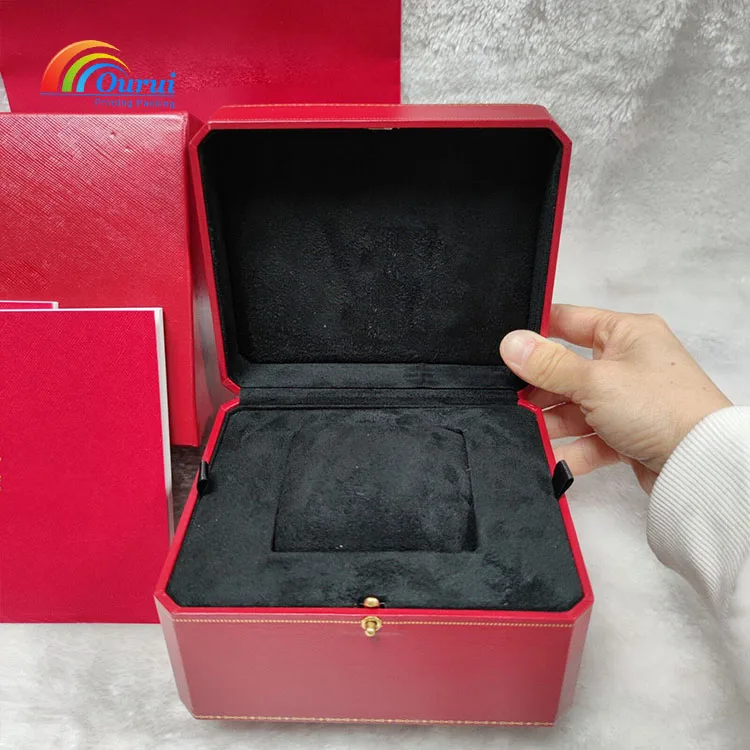 Wholesale custom high-end luxury gift box travel case containing tote bag flip leather red brand watch case