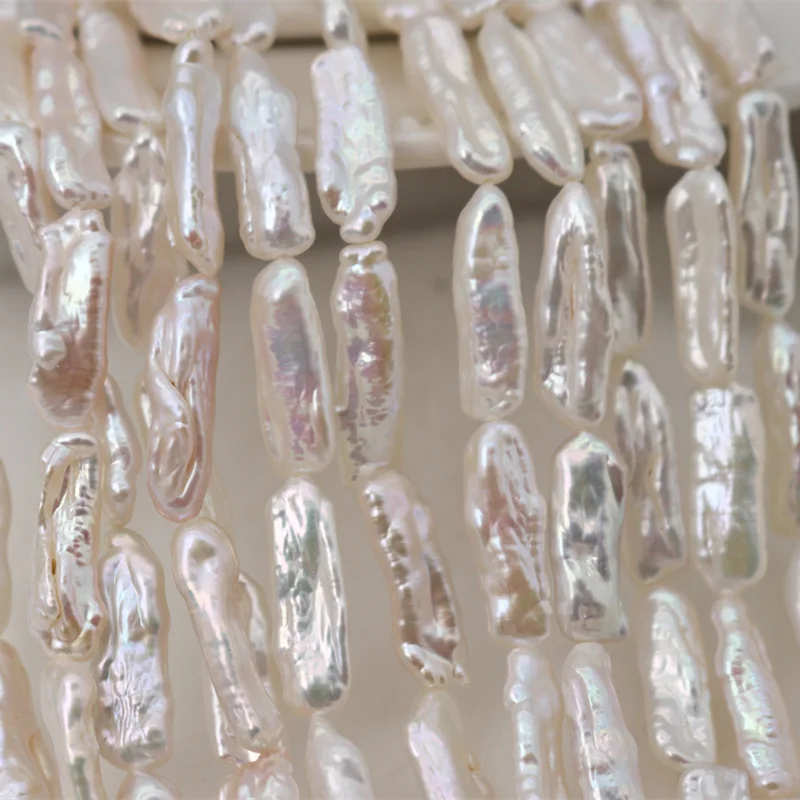 White Biwa Pearl Irregular Shape Loose Freshwater Pearl Bead Strand For Necklace Jewelry Making