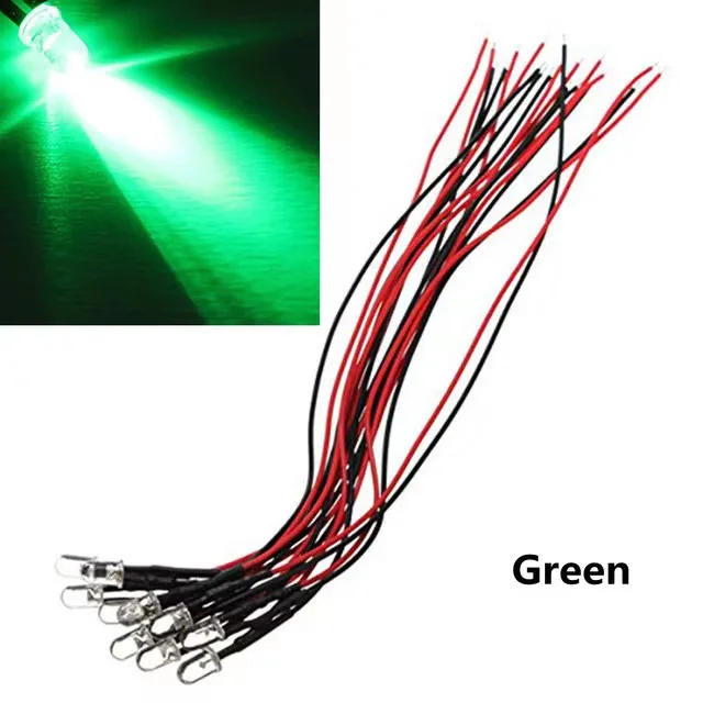 colorful DC5V- 24V 5mm LED Bulb Pre wired Light Emitting Diodes with Small 20cm Wire Pre-Wired Water Clear LED lights DIY
