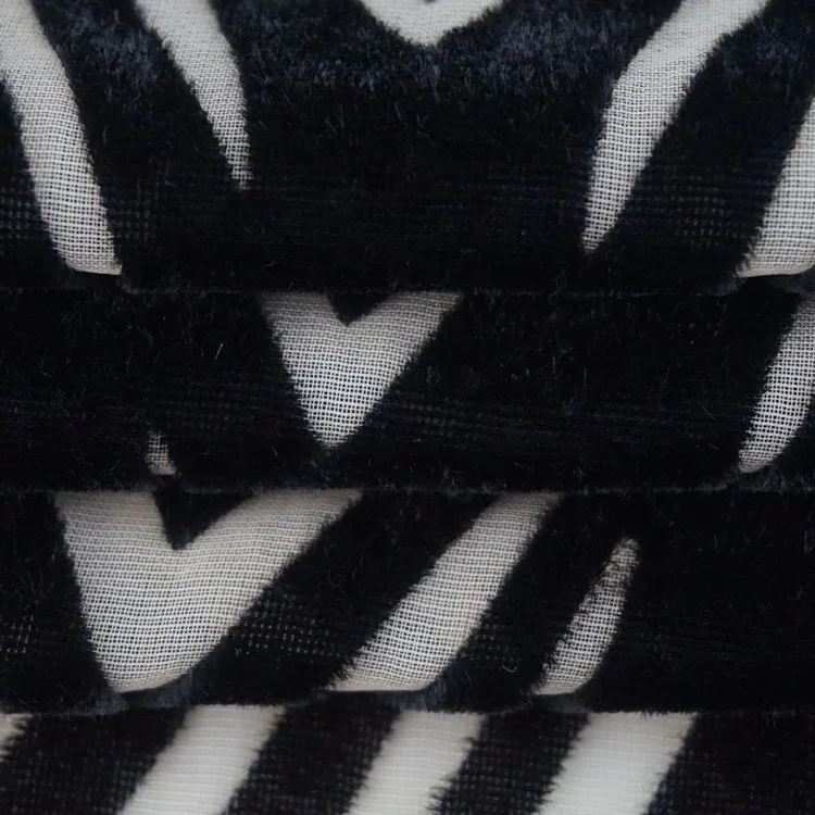 Горячий стиль Черный волны полиэстер жаккард бархат ткань для свадебного платья