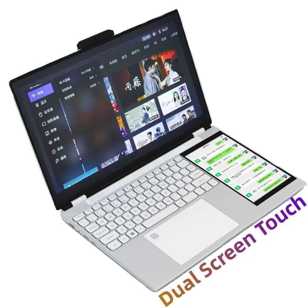 New Arrival 15 Inch + 7 inch Double Monitor Intel Celeron N5105 RGB Backlit Keyboard Dual Screen Touch Office Business Laptop