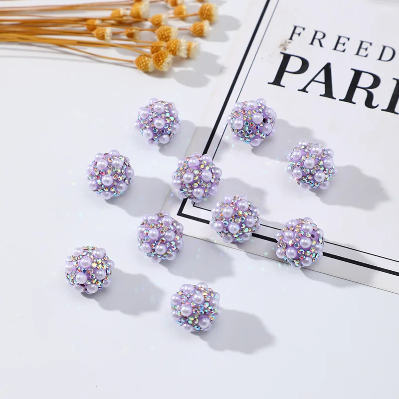 Wholesale 16mm Loose Beads Resin Rhinestone Beads Ball Straight Hole Drill Ball Crystal Beads