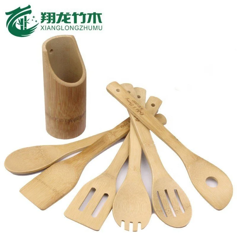 Высококачественные бамбуковые кухонные инструменты, кухонная утварь, включая ложку, ковш, лопатку и ковш