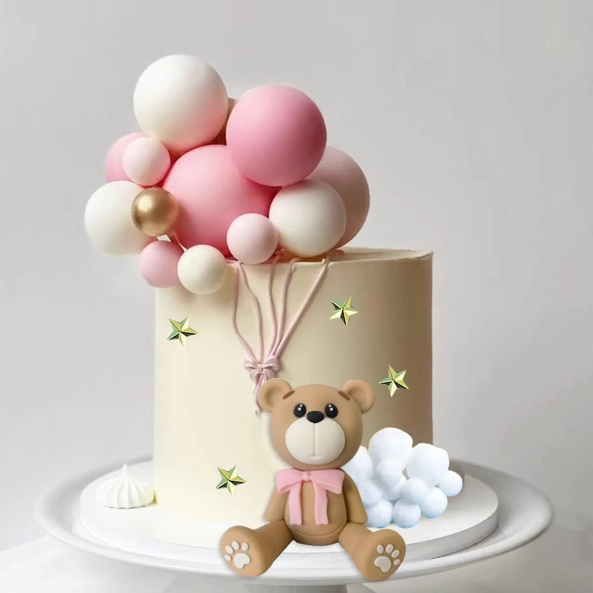 Bear Ball Cake Decoration Star Cloud Cake topper Card Boys and Girls Baby Shower Birthday Party Decoration