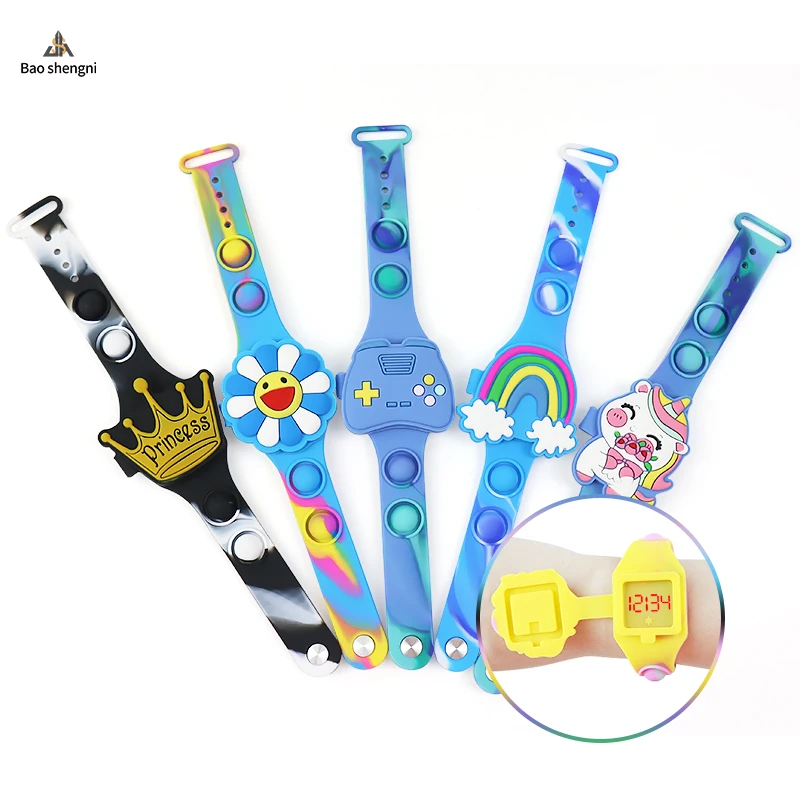 Wholesale Kids Natural BPA Free Silicone Watch Cute Cartoon LEDDigital Children Watch For Boys Girls