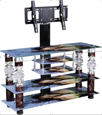 Adjustable Hot Bending 32-75 Inch Glass TV Stand Living Room Furniture Modern Contemporary 1 Set Home Furniture TV Cabinet