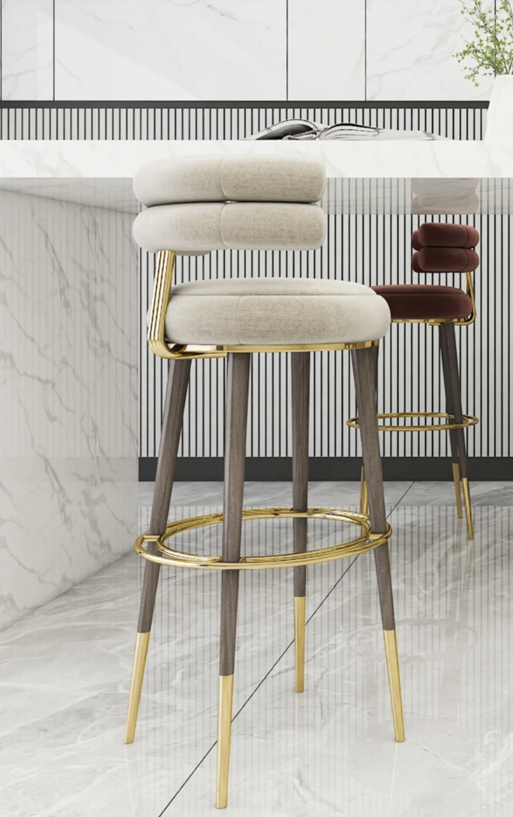 Factory Wholesale barstool manufacturers modern velvet barstools nordic home orange metal bar chairs