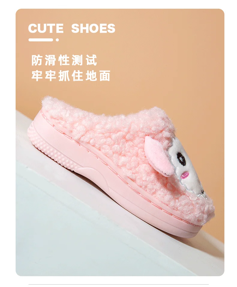 Wholesale Price Baby Sandalia Plush Upper PVC Sole Baby Fur Slides Children Cartoon Slipper Sandals Kids Slippers