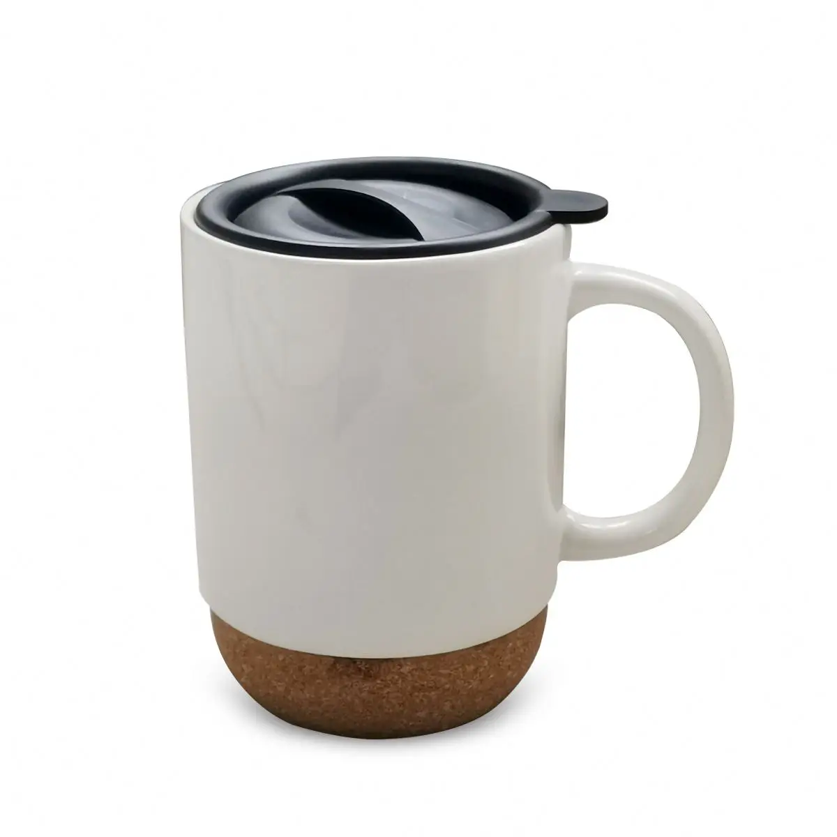 15OZ Ceramic Mug with Cork Base Travel Mug with Plastic Lid Stoneware Coffee Mug