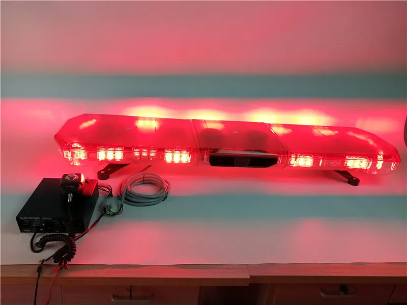 2022 New 1200mm Double row High Power Red LED warning  lightbar  With 100w siren and speaker Emergency vehicle TBD10326-20e-S