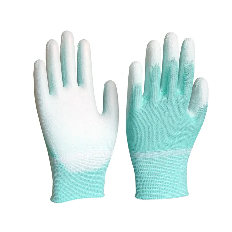 SunnyHope Chemical Resistant Electronic Conductive Copper Fiber Gloves Antistatic Safety Hand Gloves PU Coated ESD Gloves