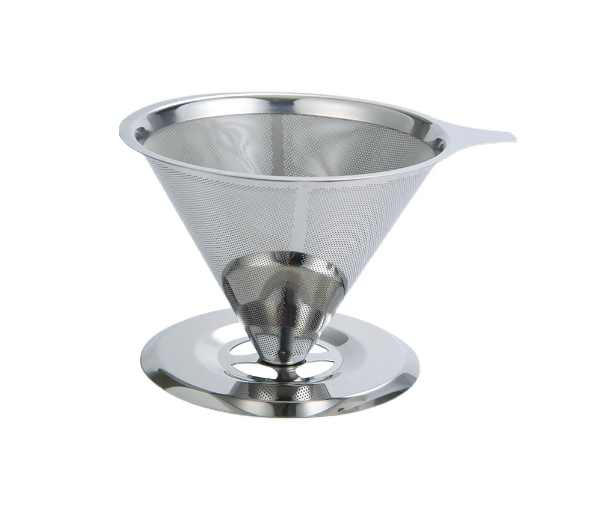 Stainless Steel Coffee Filter Pour Over Funnel Brew Drip Tea Metal Mesh Basket Tool Reusable Kitchen Coffeeware