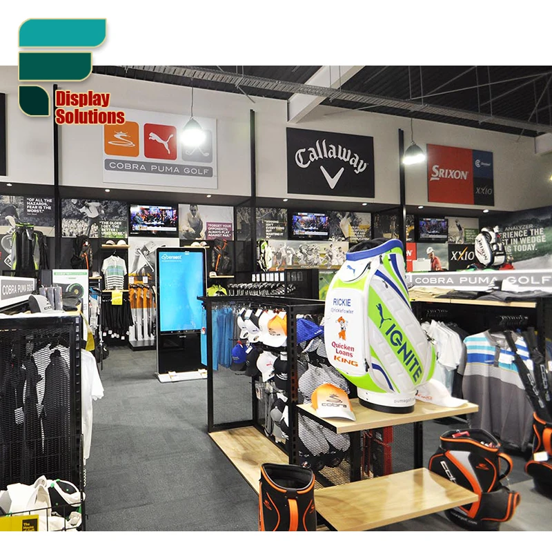 Golf Display Counter Interior Design Electric Golf Play Retail Vitrine Store Golf Clubs For Sales
