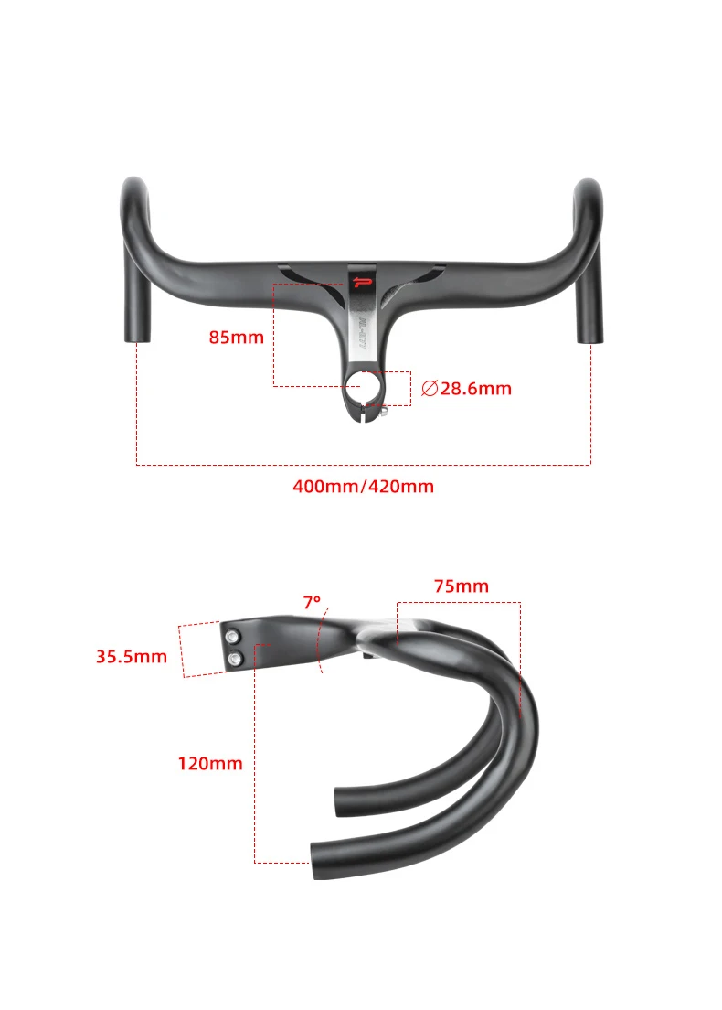 Promend Integrated  Bicycle Handlebar Road Bike One Piece Aluminum  Racing Handlebar Stem Inner Wire 700C Gravel Bike 420/400