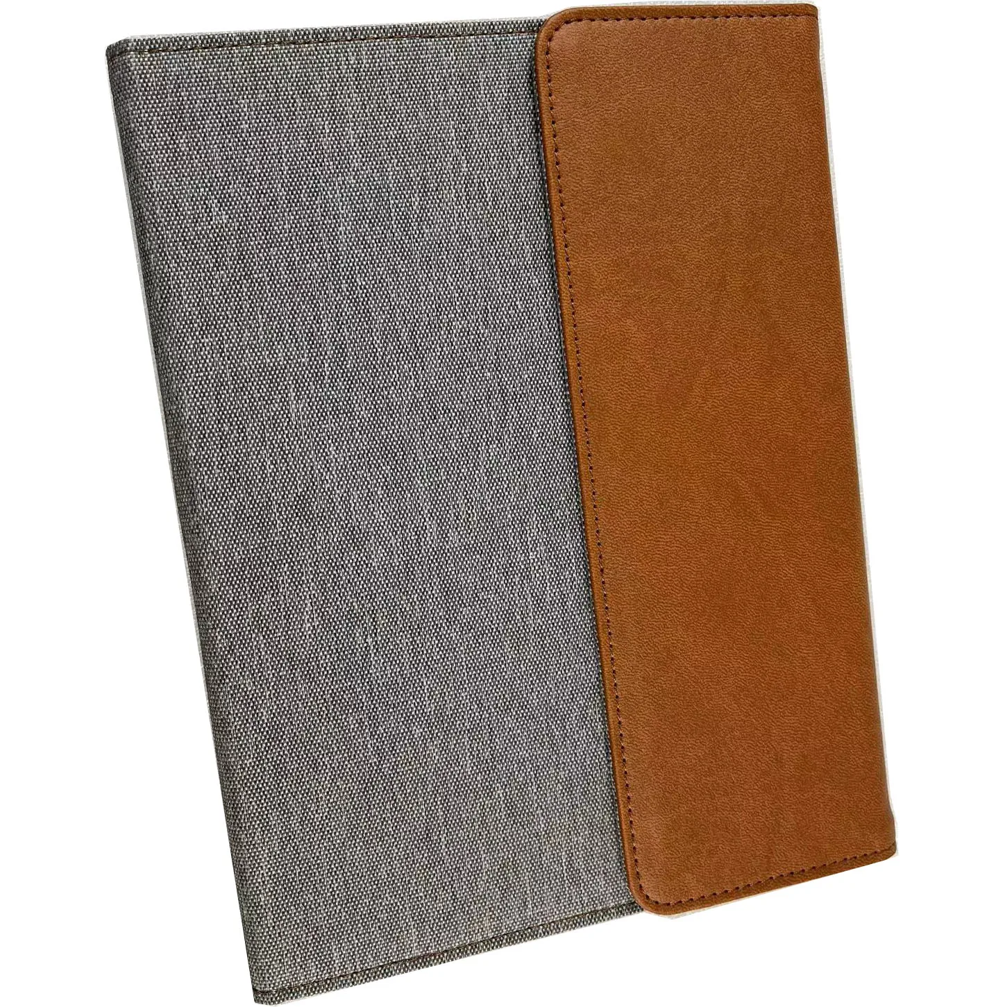 Trifold A5 PU faux leather +Fabric padfolio folder notebook